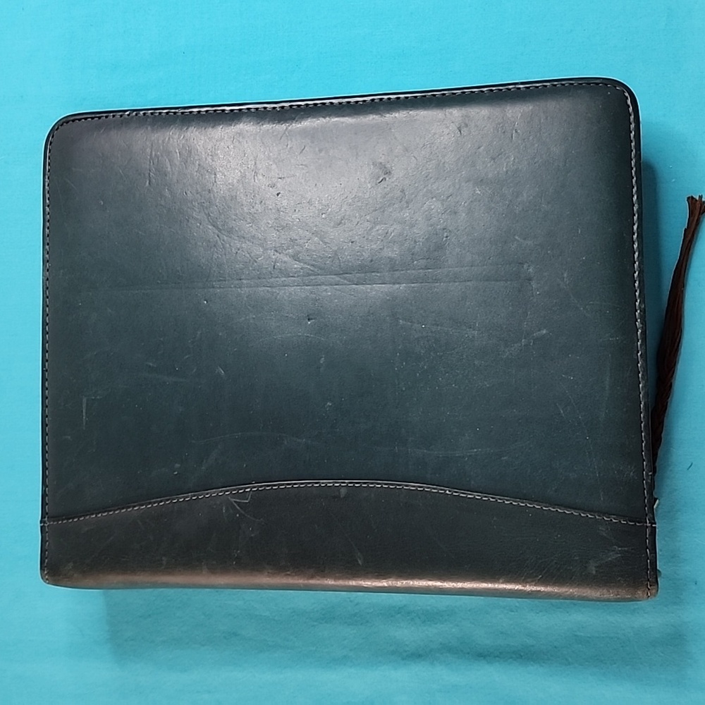 Vintage Franklin Quest Zip Around Green Leather Planner Organizer